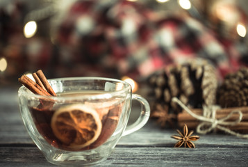 Christmas Cup with cinnamon and lemon