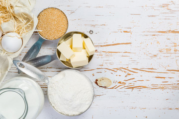 Baking ingredients in measuring cups
