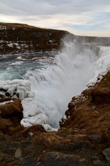 アイスランド　グトルフォス　ゴールデンサークル　滝　黄金　絶景　冬 iceland island winter Golden circle Gullfoss waterfall