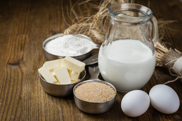 Baking ingredients in measuring cups