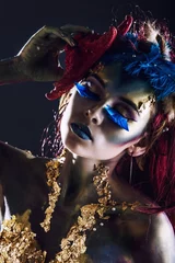 Foto op Plexiglas Vrouwen Vrouw mooi model met body art ongebruikelijke fantasie in de Studio
