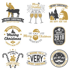 Merry Christmas and Happy New Year 2018 retro template with Santa Claus