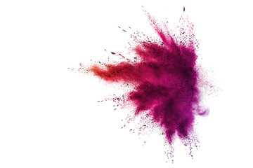 Explosion of colored powder isolated on white background.