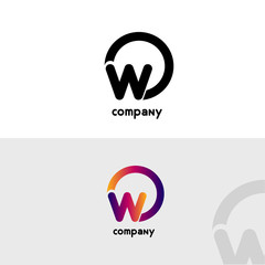 O & W Letter logo design vector element. White background.