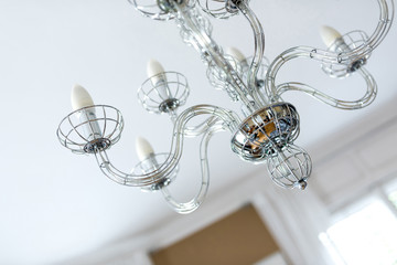 Chandelier hanging on ceiling