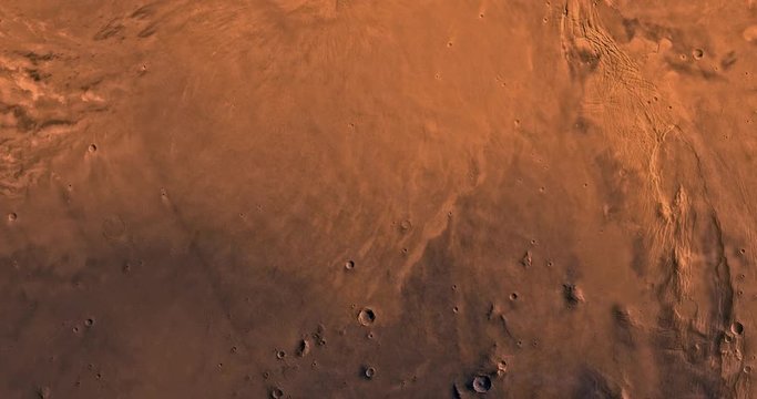 Very high altitude aerial flyover of Mars' western Phoenicis region. No HUD. Clip is reversible and can be rotated 180 degrees. Data: NASA/JPL/USGS
