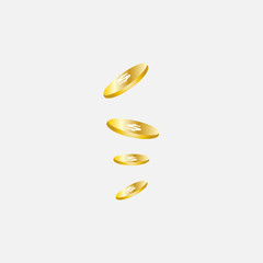 Gold coins. Symbol of success, prosperity, wealth in business and modern society. Transparent background