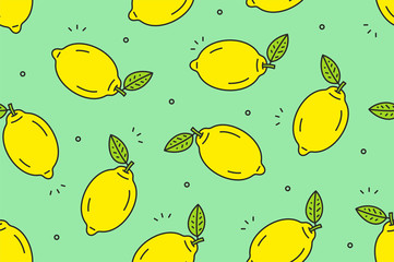 Lemons seamless pattern. Vector illustration