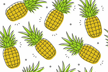 Pineapple seamless pattern. Vector illustration