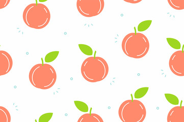 Peaches seamless pattern. Vector illustration