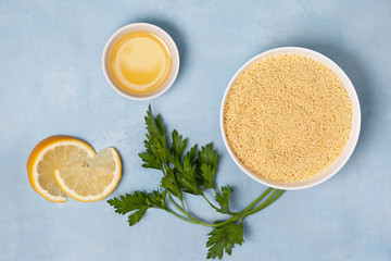 couscous in a white bowl