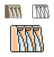 Pixel icon of hydro-electric power plant  in three variants. Fully editable