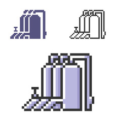 Pixel icon of gas-distribution station in three variants. Fully editable