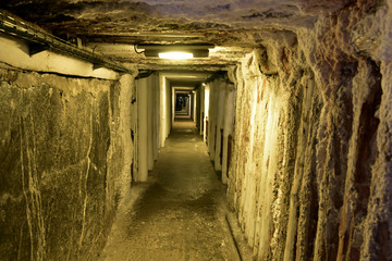 Tunnels in the underground salt mine of Wieliczka, Poland