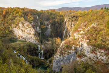 Scenic Plitvice national park in Croatia during autumn time