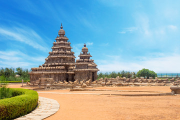 Shore temple at Mahabalipuram, Tamil Nadu, India - obrazy, fototapety, plakaty
