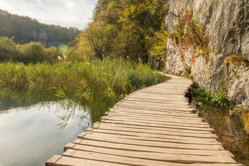 Fototapeta na wymiar Scenic Plitvice national park in Croatia during autumn time