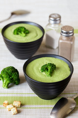 two servings of broccoli cream soup