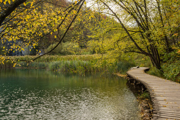 Scenic Plitvice national park in Croatia during autumn time