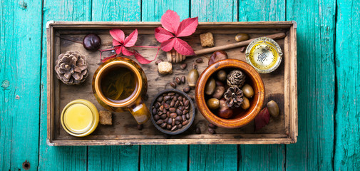 poster with herbal autumn tea