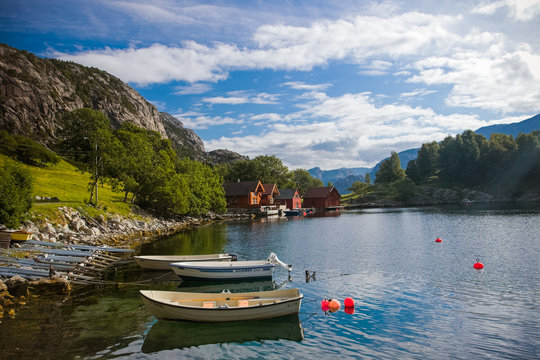 Calm and relaxing landscape in a fjord