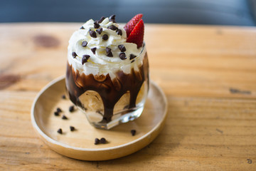 coffee with ice cream in coffee shop