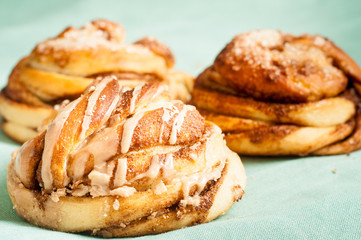Traditional Swedish cinnamon and cardamon buns. A very popular snack throughout Scandinavia known as Fika when taken with a cup of coffee.