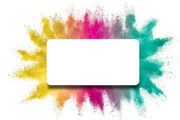 Fototapeta na wymiar Explosion of colored powder isolated on white background.