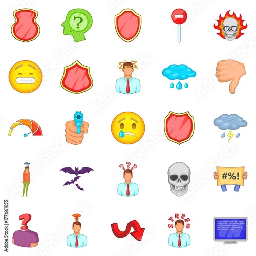 "Strain icons set, cartoon style" Stock image and royalty-free vector