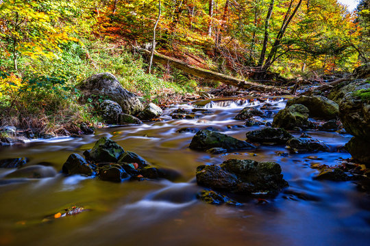 The Hoegne River in the Belgian Ardennes in autumn, Belgium