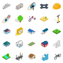 Structure icons set, isometric style