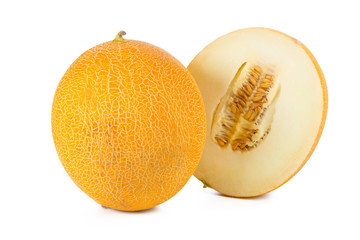 sliced melon isolated on white background