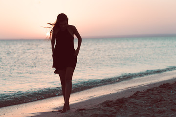 Woman is alone at beach