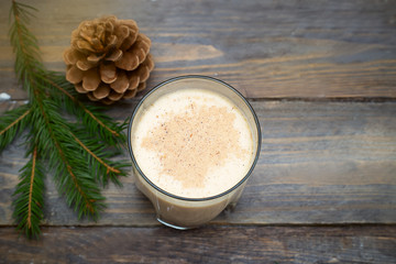 Eggnog cocktail  for Christmas and winter holidays. Christmas drinks.