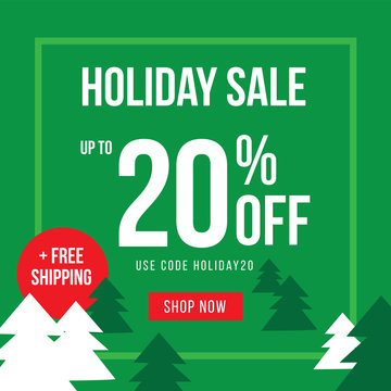 Holiday Up To 20% Off Sale Advertisement Square Template Vector Illustration