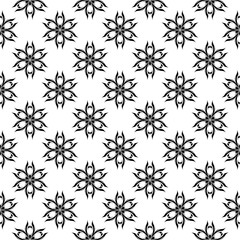 Black floral seamless pattern on white background