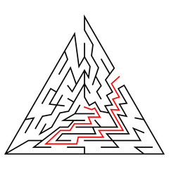 Black triangular maze with help