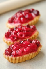 Delicious cakes with fresh berries raspberry and cherry  