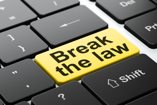 Law concept: Break The Law on computer keyboard background