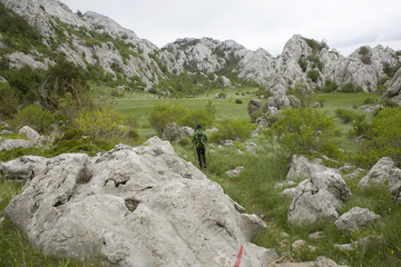 Hiker on Velebit, Croatia