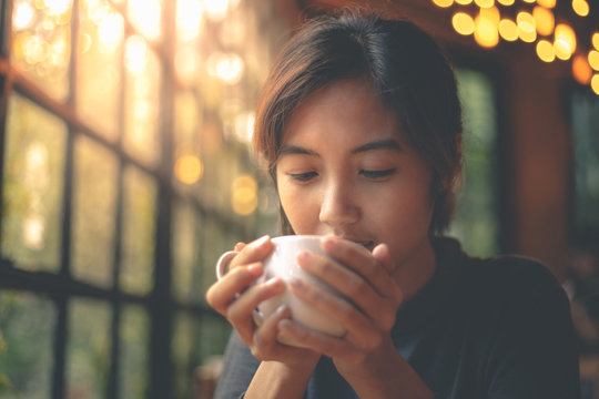 Beautiful woman drinking coffee