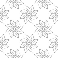 Gray floral seamless pattern on white background