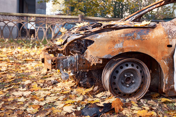 Fototapeta premium burned car