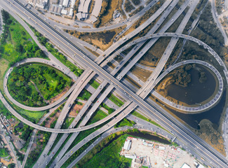 The curve of suspension bridge, Thailand.