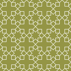 Olive green and white geometric ornament. Seamless pattern