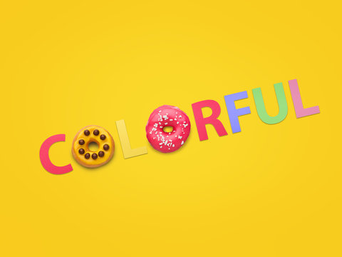 Letters with doughnuts in word Colorful