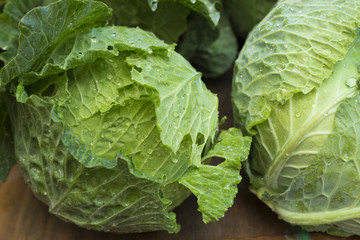 Fresh cabbage on the market - Brassica oleracea var. capitata