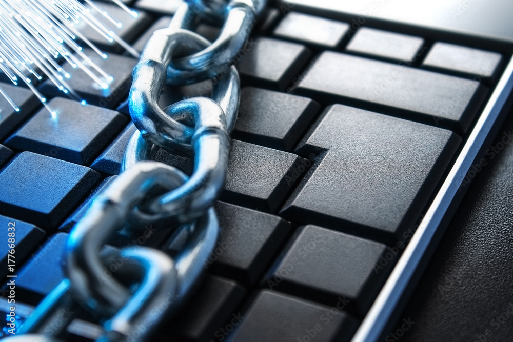Poster the concept of closure, protection. technology blockchain, encryption of internet traffic.