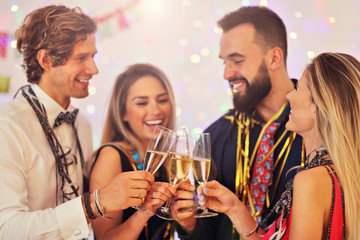 Picture showing group of friends having fun with at Party