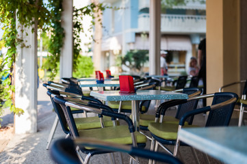 Empty  table in pub and restaurant.